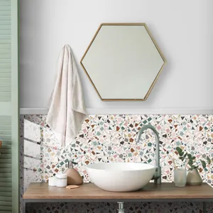 Terrazzo wall sticker self-adhesive tile waterproof crystal film for home decor interior renovation.