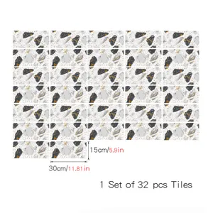 Terrazzo pattern crystal film tile stickers, 32 pcs set, waterproof wall and floor decor.