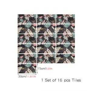 Terrazzo tile stickers crystal film self-adhesive home decor wall floor 16pcs set