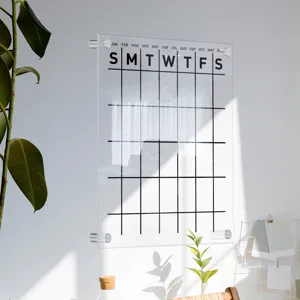 Clear acrylic wall calendar memo board with grid design for modern office and home use.
