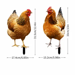 Spécifications dimensionnelles détaillées des piquets de jardin en acrylique poulet styles A et B.