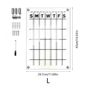 Clear acrylic weekly planner board, reusable dry erase calendar memo board with hanging hardware.
