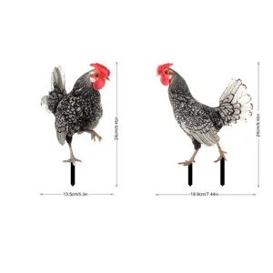 Piquet de jardin coq coloré décoration extérieure en métal piquet poule avec dimensions.