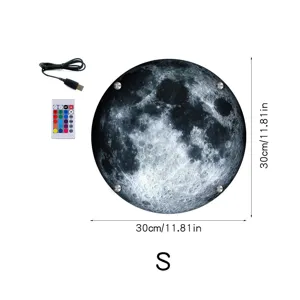 30cm 3D LED Moon Lamp Night Light with Remote Control and USB Cable for Room Decor