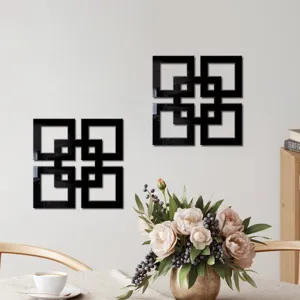 Acrylic wall mirror stickers geometric square wall art decor self adhesive home decoration