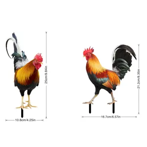 Piquet de jardin 3D coq en acrylique décoration extérieure pelouse étanche et durable.