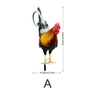 Piquet de jardin coq 3D en metal decoration exterieure pour pelouse cour et parterre de fleurs