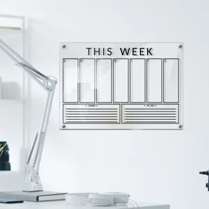 Clear acrylic weekly planner dry erase board for wall hanging, acrylic calendar memo board.