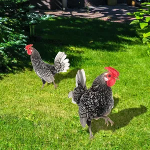 Piquet de jardin poule colorée, décoration extérieure en métal pour pelouse et cour.