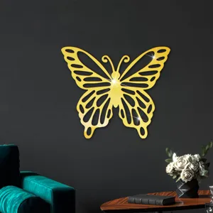 Gouden acryl spiegel holle vlinder muursticker detail voor moderne slaapkamer decoratie