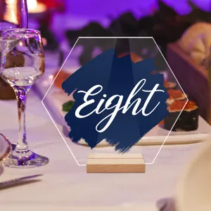 Letrero de numero de mesa de acrilico con base madera boda fiesta decoracion 1 pc