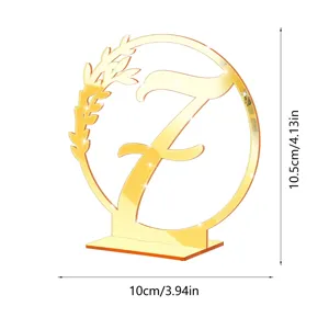 Gold Mirror Acrylic Letter Z Table Number Sign Wedding Party Tabletop Decor Display