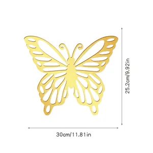 Gouden acryl spiegel holle vlinder muursticker slaapkamer home decor 30x25.2cm