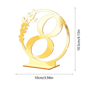 Gold mirror acrylic table number 8 wedding centerpiece decorative sign with stand 10cm