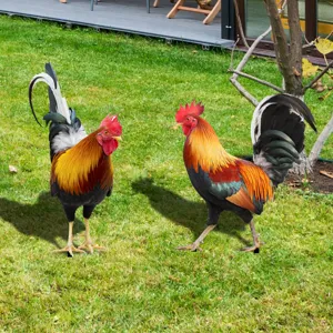 Piquet de jardin décoratif en forme de coq pour pelouse et aménagement paysager extérieur.