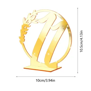 Gold acrylic table number 11 wedding sign with stand, 10.5x10cm mirrored table decor centerpiece.