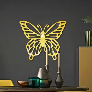 Gouden holle acryl spiegel vlinder muursticker, elegante slaapkamer muurdecoratie.