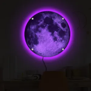 3D LED Planet Wall Lamp Colorful Moon Night Light Creative Ambient Lighting Fixture