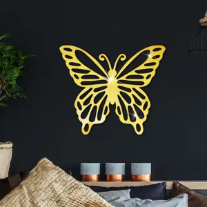 Gouden acryl holle vlinder spiegel muursticker voor slaapkamer decoratie detail
