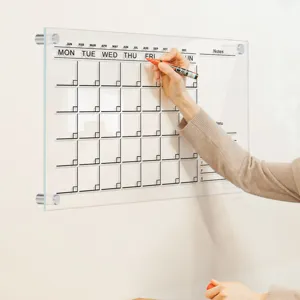 Clear acrylic wall calendar board, monthly planner with marker for office and home use.
