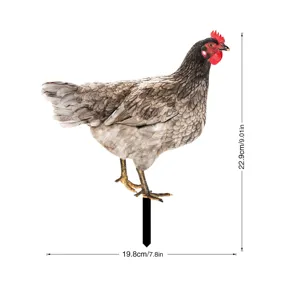 Piquet de jardin poule en détail, décoration extérieure, matériau résistant, 22.9x19.8cm.