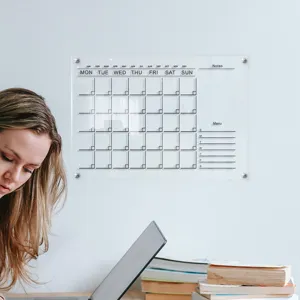 Clear acrylic monthly calendar dry erase board wall hanging memo planner for office home