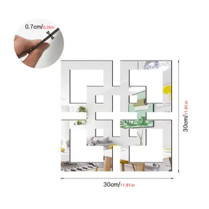Acrylic mirror wall stickers geometric decorative self-adhesive home decor 30x30cm