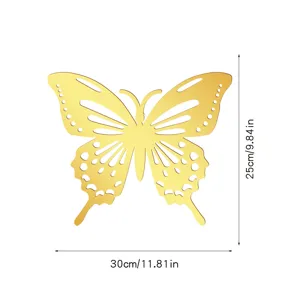 Gouden acryl holle vlinder muursticker huisdecoratie 30x25cm spiegeloppervlak art