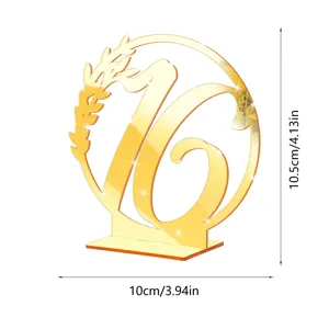 Gold mirror acrylic number 16 table sign wedding party decoration desktop ornament 10x10.5cm