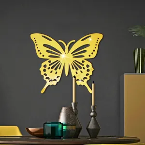 Gouden acryl spiegel holle vlinder muursticker voor mooie slaapkamer wanddecoratie.