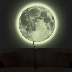 3D LED moon wall lamp glowing planet night light for creative home decor and ambient lighting.