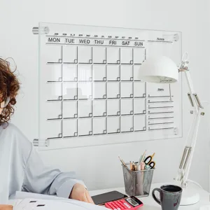 Clear acrylic weekly calendar board for office and home wall memo planning and notes use.