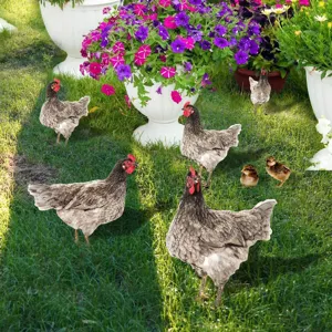 Piquet de jardin poule et poussins décoration pelouse acrylique pour cour et extérieur