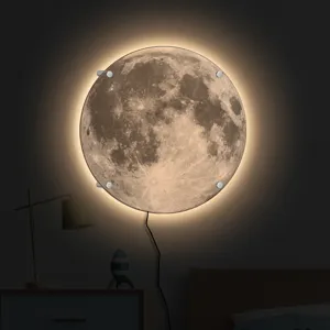LED moon wall lamp creative planet night light for bedroom warm ambient lighting fixture