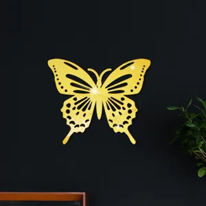 Gouden acryl spiegel holle vlinder muursticker voor thuis slaapkamer wanddecoratie.