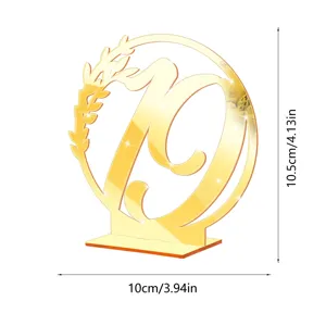 Gold mirror acrylic wedding table number sign centerpiece decorative detail item