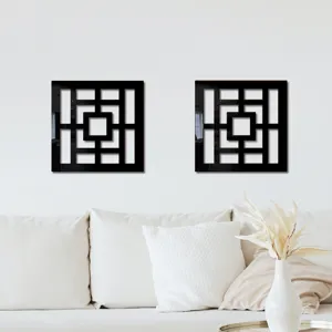 Acrylic wood wall mirror sticker geometric decorative wall art for home living room decor