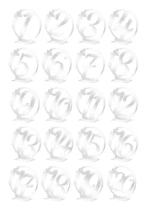 Acrylic mirror table number signs set 1 to 20 for wedding party decoration details.