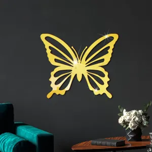Gouden acryl spiegel holle vlinder muursticker voor moderne woonkamer slaapkamer inrichting.