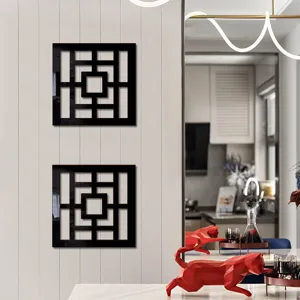 Acrylic wood wall decorative mirror sticker geometric home decor wall art hanging 1pcs