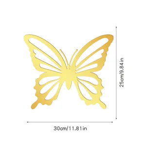 Gouden acryl spiegel holle vlinder muursticker grote maat 30x25cm slaapkamer decor