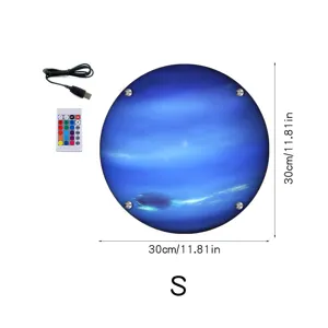 30cm LED Neptune Planet Wall Lamp with Remote Control and USB Powered S Size.