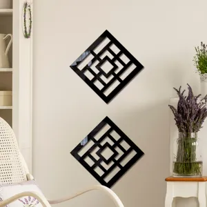 Acrylic geometric wall mirror sticker set for modern home decoration, detail view.