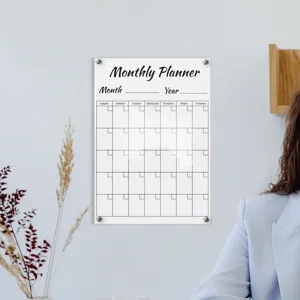 Clear Acrylic Wall Calendar Monthly Planner Dry Erase Board for Office Home Daily Decor