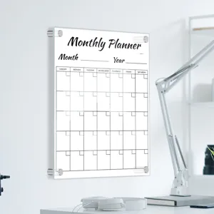 Clear acrylic monthly planner dry erase board for wall mounting, perfect for office and home.