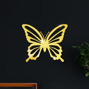 Gedetailleerd overzicht van de grote holle vlinder acryl spiegel muursticker voor slaapkamer.