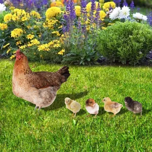Piquet de jardin poule et poussins décoration pelouse extérieur acrylique animal ornement de jardin