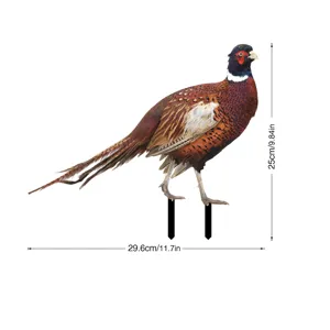 Piquet de jardin faisan decoration exterieure en acrylique imprime colore pour pelouse.
