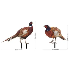 Piquet de jardin faisan déco, coq et poule colorés art de jardin extérieur en métal.