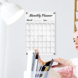 Clear Acrylic Monthly Planner Wall Calendar Board Reusable Schedule Memo Board for Office Home
